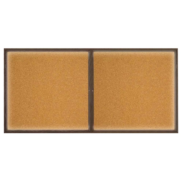 United Visual Products Open Faced Traditional Corkboard, 12x36" UV639A-BLACK-BUFF - main